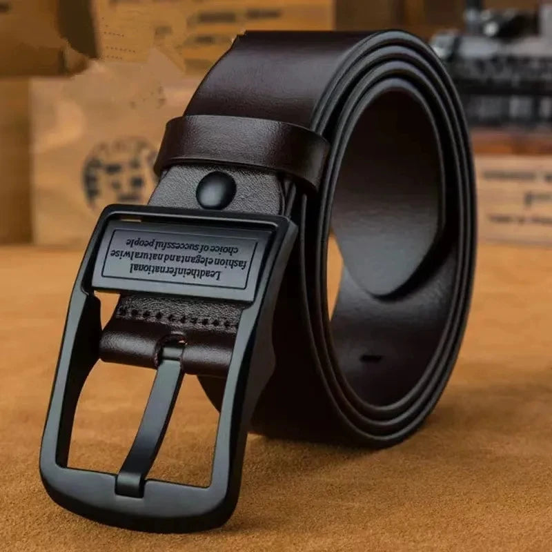 New Leather Cowhide Men's Belt Fashion Metal Alloy Business Casual Waist Male Strap Brand