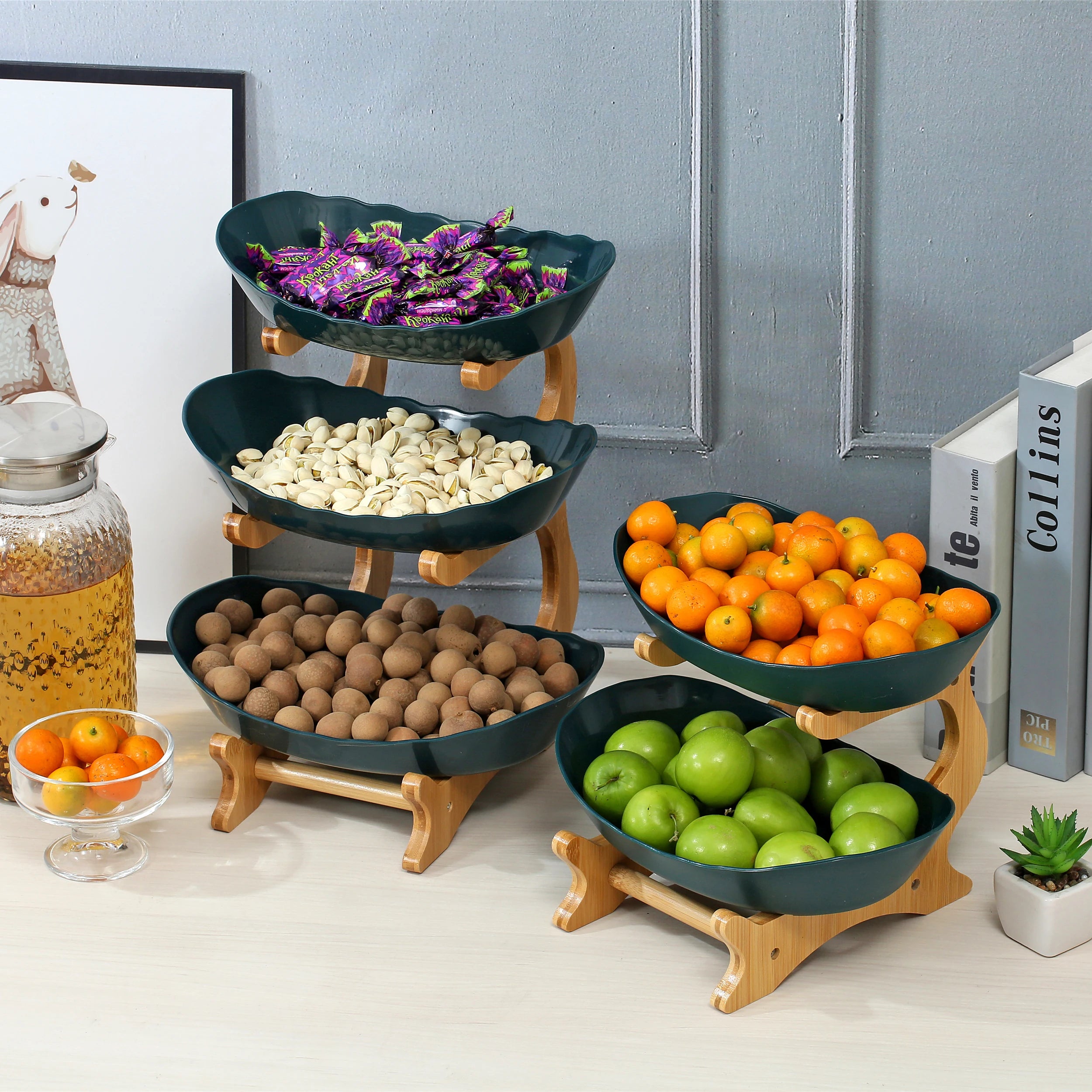 Layer Fruit Plate Home Living Room Plastic Snack Dish Creative Modern Dried Fruit Basket Candy Dish Cake Stand Salad Bowl