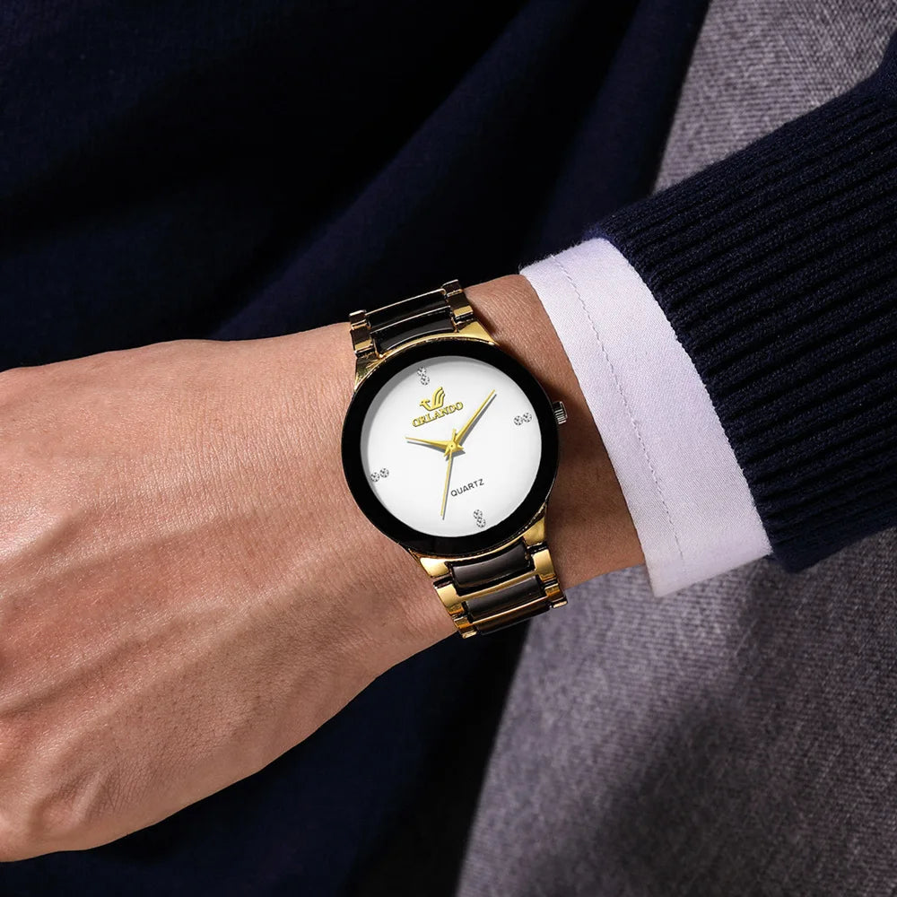 2025 Business Watches Luxury Men's Quartz Watch Black Steel Band Men Wristwatch Men's