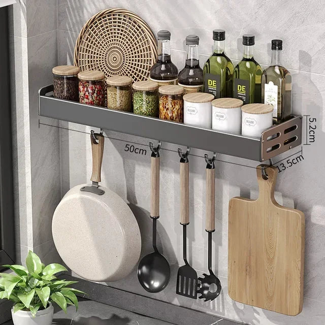Stylish Wall-Mounted Kitchen Condiment Rack with Storage Box Multifunctional Household Utensil