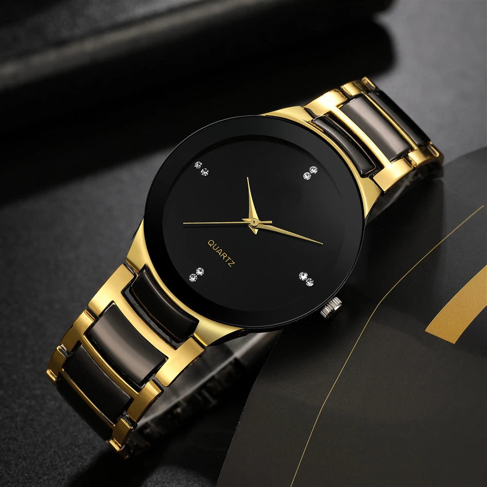2025 Business Watches Luxury Men's Quartz Watch Black Steel Band Men Wristwatch Men's
