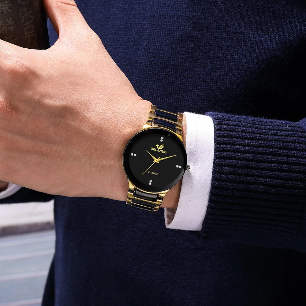 2025 Business Watches Luxury Men's Quartz Watch Black Steel Band Men Wristwatch Men's