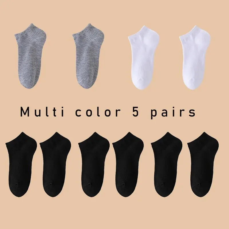 Summer 2025/ 5 Pairs of Women's/men's Boat Socks Invisible Low Cut Anti Slip Casual