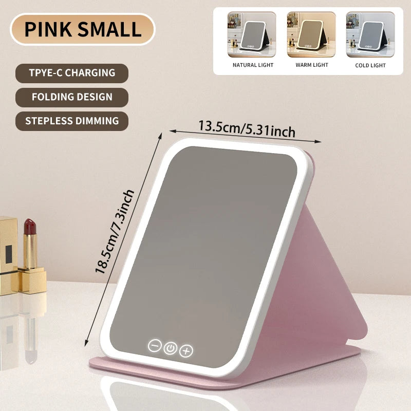 Dimmable LED Makeup Mirror with Touch Screen Travel and Home Use