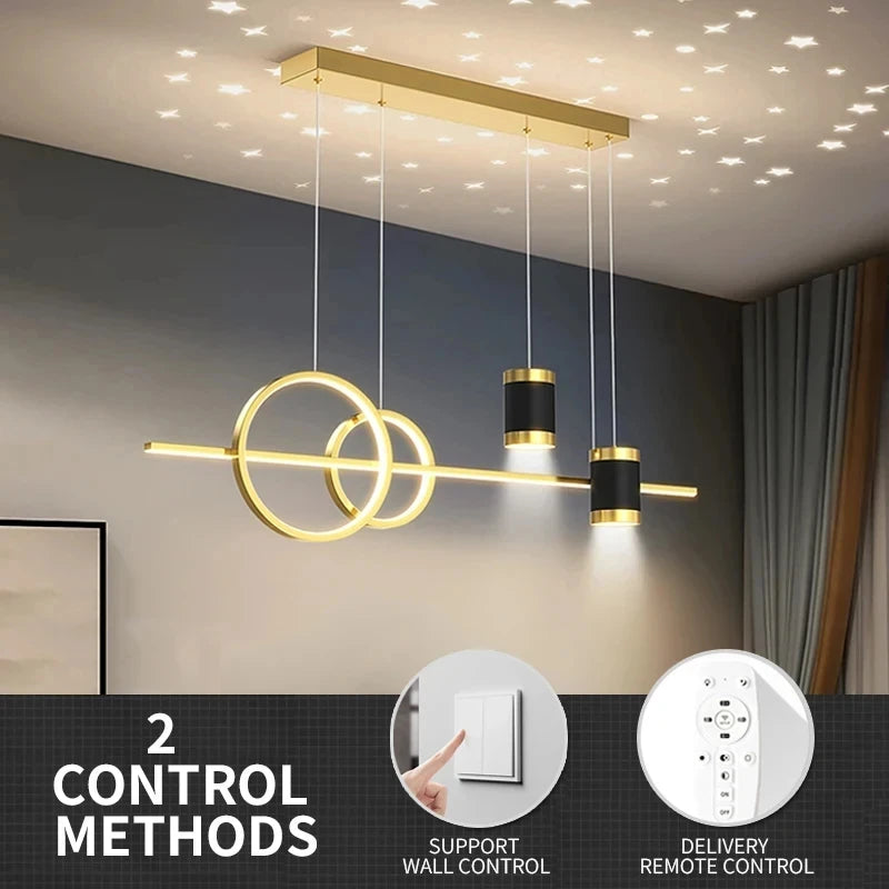 Home Decor Chandelier Lights Modern Dining Room LED Pendant Light with Remote Control Dimmable Dining Table Hanging Lamp 90-260v