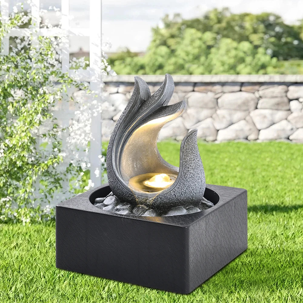 Tabletop Resin Water Fountain with LED Light for Office Living room