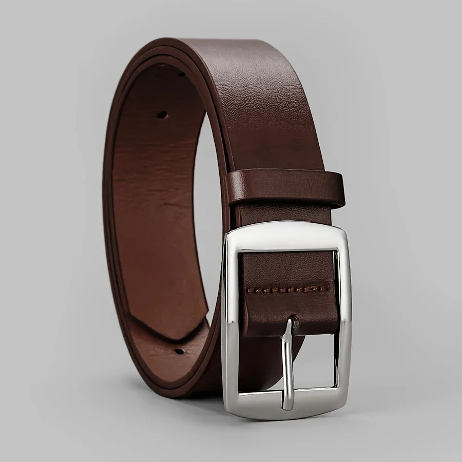 New Luxury Belt for Men PU Leather Belt Metal Pin Buckle High Quality