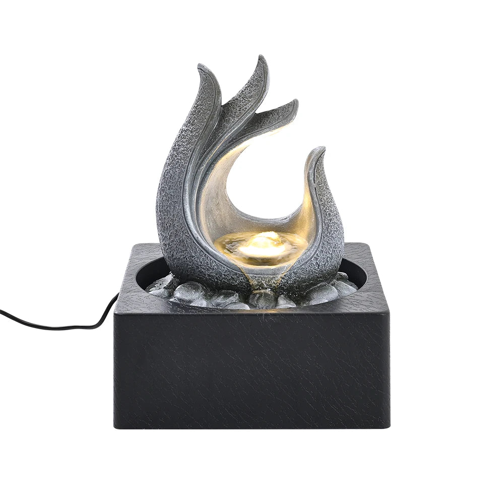 Tabletop Resin Water Fountain with LED Light for Office Living room