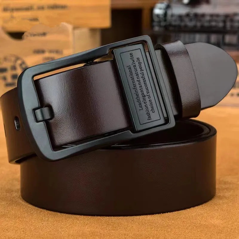 New Leather Cowhide Men's Belt Fashion Metal Alloy Business Casual Waist Male Strap Brand